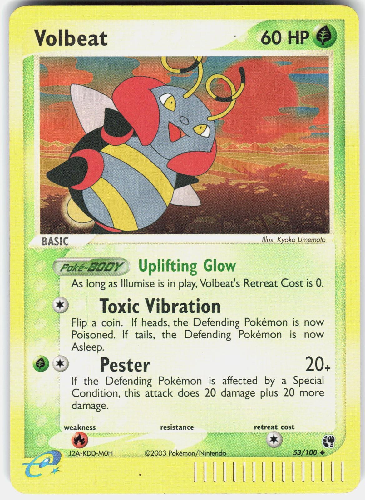Pokemon Volbeat 53/100 Uncommon Sandstorm Pokemon Reverse Holo Near Mint