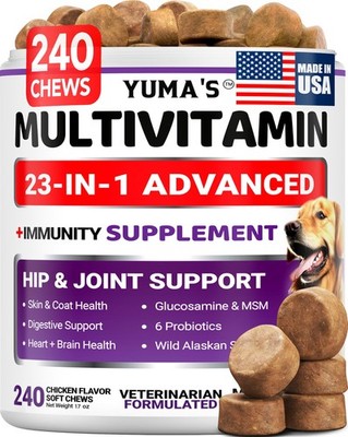 Dog Multivitamin Chewable with Glucosamine  240 Treats  Dog Vitamins and Supp...
