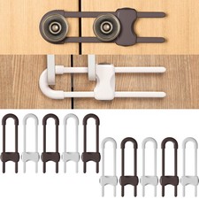10 Pieces Cabinet Locks for Babies, U-Shaped Proofing Drawers Safety Child Locks