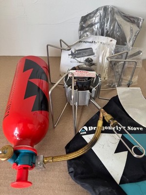 MSR Dragonfly Stove System Tested Bag Pump Fuel Bottle Parts Tools Windscreen