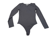 Babaton Aritzia Contour Black Long Sleeve Crew Neck Thong Bodysuit Medium