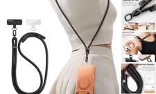 Phone Lanyard Crossbody with 2 Phone Tabs, Adjustable Anti Theft Phone 1-black