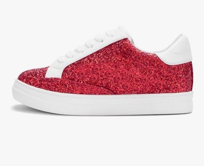 Women's Red White Glitter Star Sneakers Size 9 NEW NIB | eBay