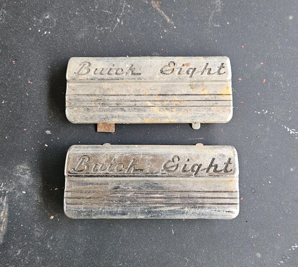 Pair 1950-1952 Buick Eight Radio Delete Plates Badge Emblems Special Super 1951