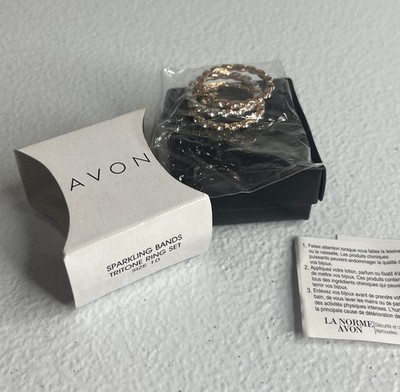 Avon Sparkling Bands Tritone Ring Set Stackable Size 10