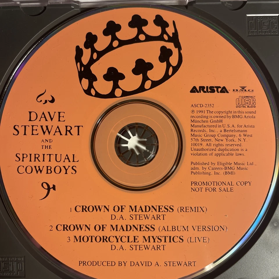 Dave Stewart And The Spiritual Cowboys – Crown Of Madness (CD, Promo, US) AQ849 - Image 3 of 3