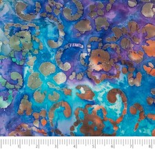 Singer 100% Cotton Batik Collection 2 yard pre cut, Green and Purple Flower