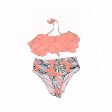 Girls Two-Piece Tropical Print Ruffle Halter Bikini Set 9/10