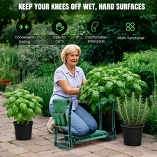 Portable Foldable Garden Kneel Seat Featuring Thick Foam Pad with Handy Tool Bag