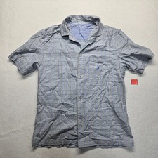 Nautica Shirt Blue Plaid Sleepwear Casual Pocket Short Sleeve Adult Mens L Large