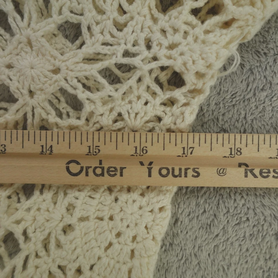 Suéter Newport News Mujer Mediano Crema Crochet Plumero Cárdigan Foto 4 de 4