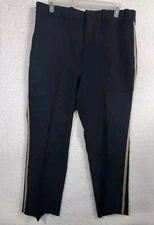 Right Image Slacks Mens Size 34 Waist Black Flame Resistant Tan Stripes On Side