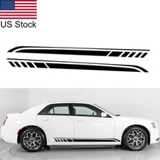 2pcs 81 Black Sport Racing Stripe Side Body Door Skirt Vinyl Decal Stickers