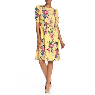 NWT Women Size Medium Nordstrom Bobeau Floral Print Ruched