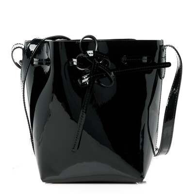 MANSUR GAVRIEL Mini Black Patent Leather Bow Crossbody