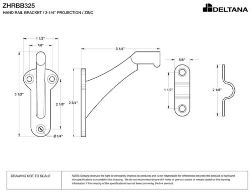 Deltana ZHRBB325 Handrail Bracket | 7 Finishes - Bild 2 von 9