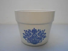 Pfaltzgraff Yorktowne 1982 FTD Flower Pot Planter Herb Pot Stoneware Blue Floral