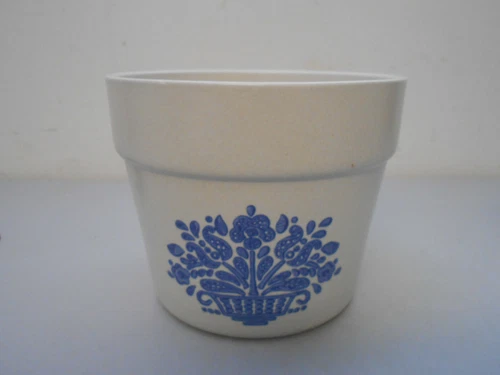 Pfaltzgraff Yorktowne 1982 FTD Flower Pot Planter Herb Pot Stoneware Blue Floral