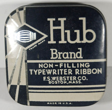 VINTAGE HUB TYPEWRITER RIBBON  IN ORIGINAL TIN - GREAT CONDITION thumbnail