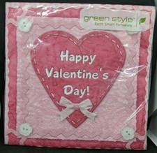 Green Style Napkins Happy Valentine's Day 13" - 13" 20 Count 2 Ply New