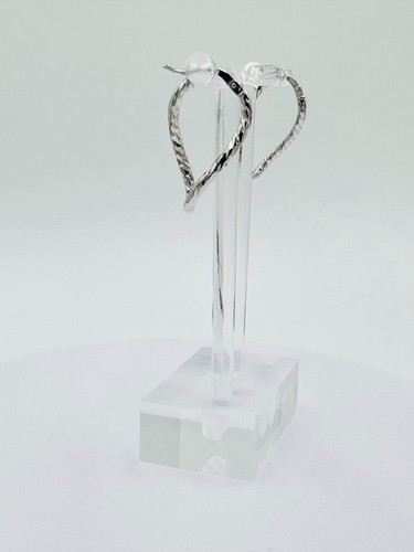 Solid 14k White Gold Fancy Hoop Earrings w Box (From Italy) G-5209 - Picture 2 of 6