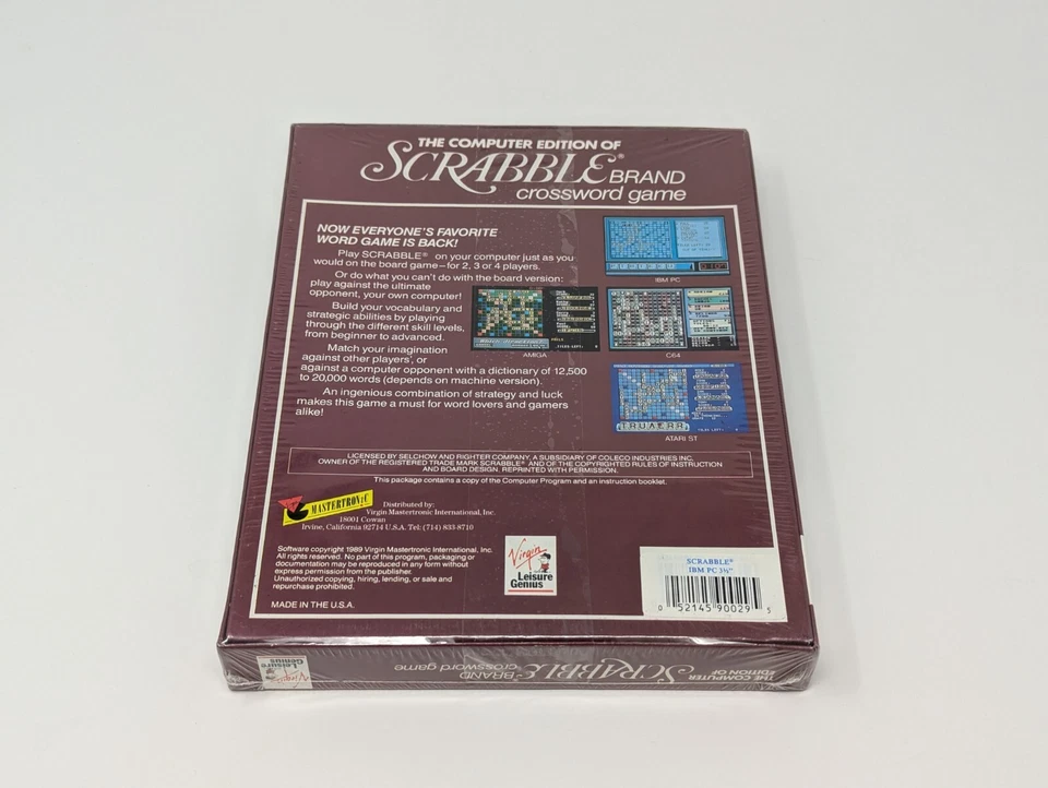 Scrabble Computer Edition - IBM PC - Tandy -  3.5 Floppy 1989 Virgin *Brand New* - Image 2 of 2