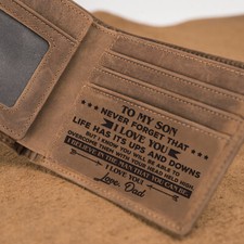Personalized Wallet, Men Wallet, Leather Wallet For Man, Dad To Son Love U W18