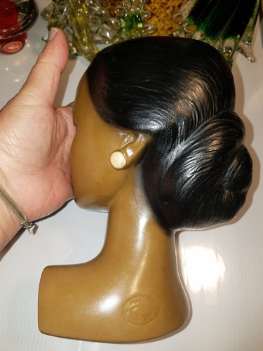 Vintage MCM, Marwal, Polynesian Woman Chalkware Head Bust By Alexander Backer - Picture 6 of 12