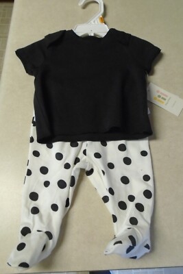 NWT TINY CITIZEN BUYBUYBABY 2 Piece Black White Dot  Shirt Pants OEKO-TEX Org