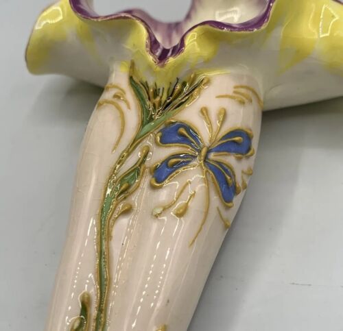 Art Nouveau Porcelain Wall Pocket Set Of 3 Flower Lady Legs Artist Signed MD.N. - Picture 14 of 20