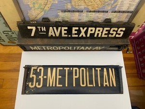 NYC BUS ROLL SIGN BROOKLYN TROLLEY METROPOLITAN EAST RIVER WILLIAMSBURG BRIDGE