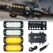 4pcs Led White Amber Surface Mount Strobe Lights Kit With Control Panel Warning 4pcs Led White Amber Surface Mount Strobe Lights Kit With Control Panel Warning