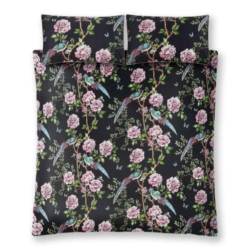 Cotton Sateen Black Floral Duvet Covers & Bedding Sets