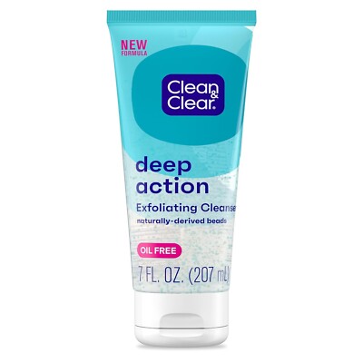 Clean & Clear Oil-Free Deep Action Facial Cleanser with Pro-Vitamin B5, 7 fl. oz