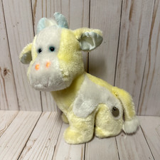 Vintage Eden Cow Plush Yellow White Blue Eyes Satin Ears Windup Not Working 9 In