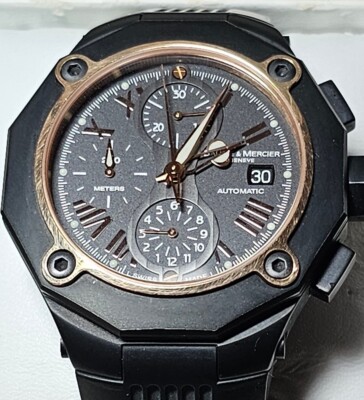 Baume & Mercier Riviera Chronograph 42 Millimeters Black Dial 18k