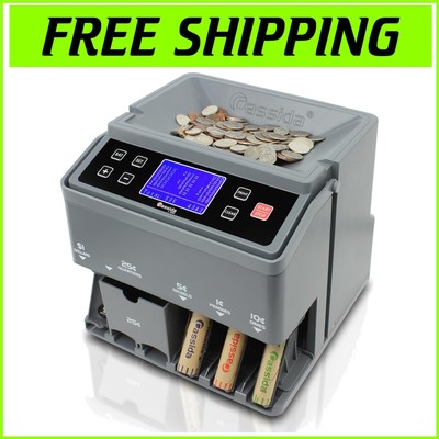 Portable USD Coin Counter with Ergonomic Design and Quick Load Tubes - Gray