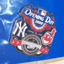 2009 Opening Day lapel pin NY N.Y. New York Yankees Cleveland Indians