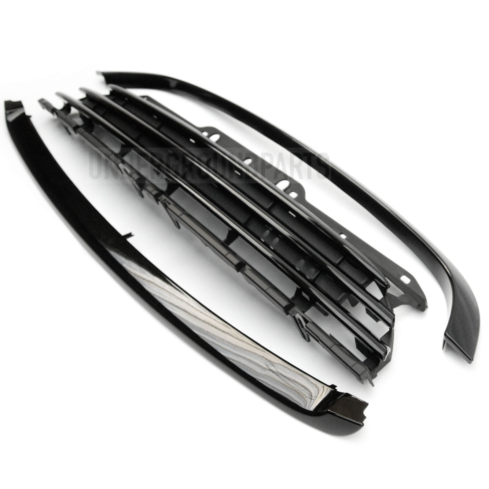 MINI R56 R55 R57 GLOSS BLACK FRONT UPPER RADIATOR GRILLE & SURROUNDS COVERS TRIM