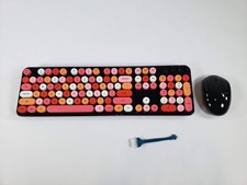 MOFii Wireless Keyboard and Mouse Combo, USB 2.4GHz Black Colorful WITH DEFECTS