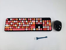 MOFii Wireless Keyboard and Mouse Combo, USB 2.4GHz Black Colorful WITH DEFECTS