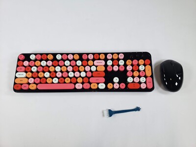 MOFii Wireless Keyboard and Mouse Combo, USB 2.4GHz Black Colorful WITH DEFECTS