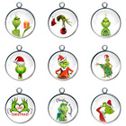 Grinchy Christmas Glass Cabochon Charms, Jewelry Making Charms