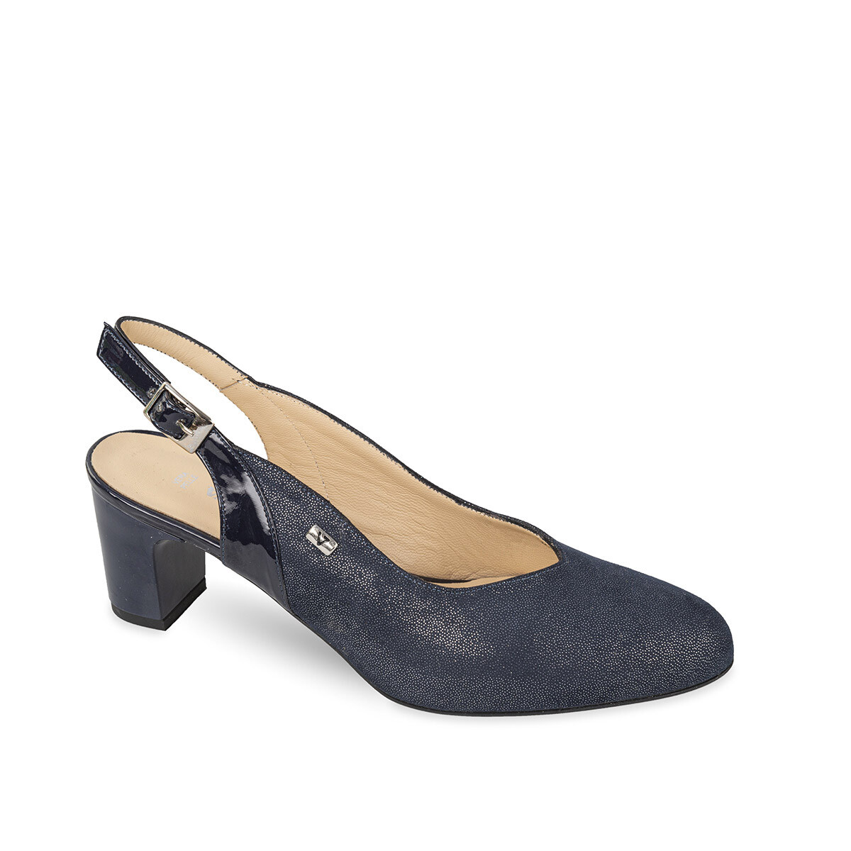 Chanel Valleverde 28240 elegante blu tacco 6,5 cm Made in Italy