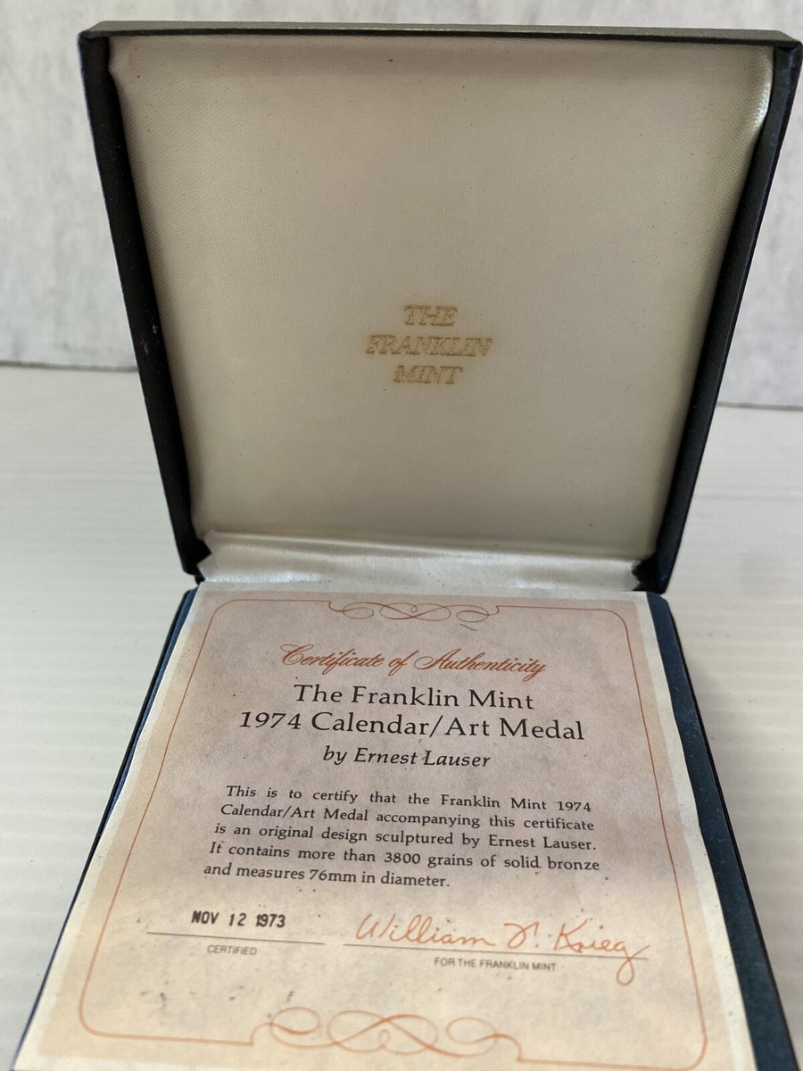 THE FRANKLIN MINT 1974 CALENDAR ART MEDAL BRONZE WITH BOX | eBay