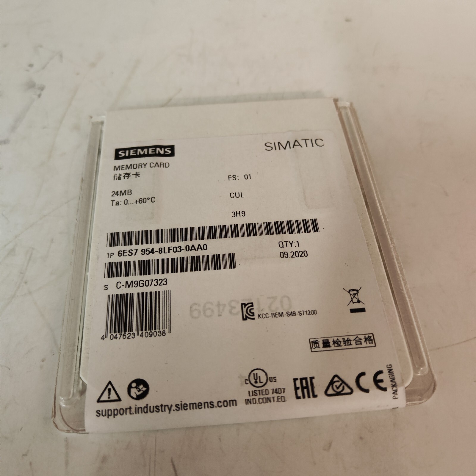 Siemens Simatic S7-1X00 24MB Memory Card (6ES7954-8LF03-0AA0  