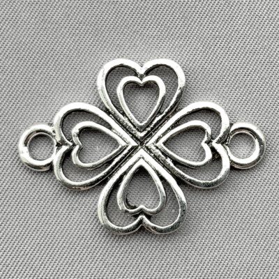 Four Leaf Clover 2 Loop Links 22x31mm Antique Silver Plated Alloy Q12 Per Pkg