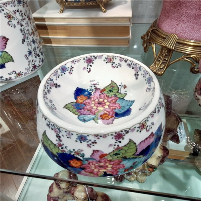cat tobacco bowl Tobacco Leaf Porcelain Dog/Cat Pet Dish Bowl-7'' x 2''H