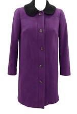 Missoni Knit Collar Coat Purple Wool & Cashmere Mix Designer Size Uk 8 It 40
