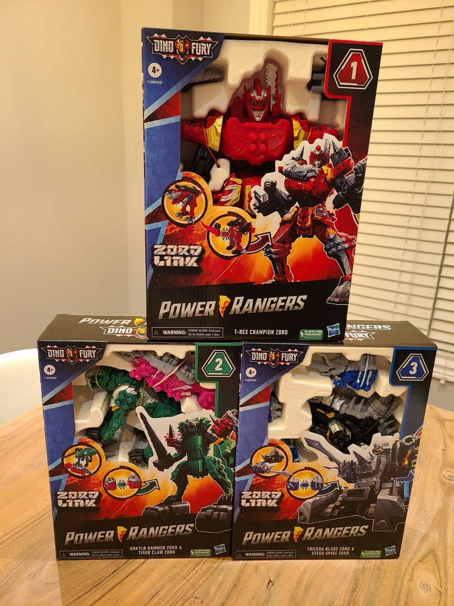 Hasbro Power Rangers Dino Fury Zord Link Megazord Complete Set 1+2